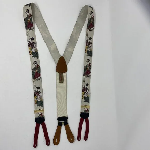 trafalgar limited edition asian geisha silk leather braces suspenders - Picture 1 of 3